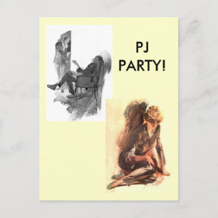 Vintage PJ PARTY! Inbjudan Vykort