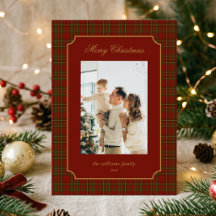 Vintage Plaid Familjefoto Jul