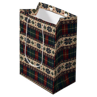 Vintage Plaid & Snöflinga Julklappspåse