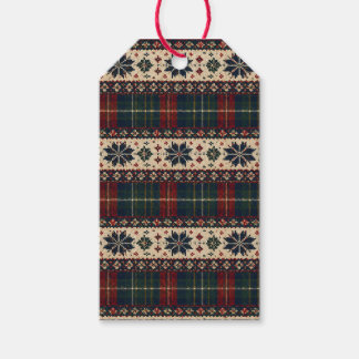 Vintage Plaid & Snöflinga Julpresenttaggar Presentetikett
