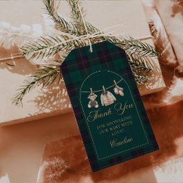 Vintage Plaid Teddy Bear Baby Shower Gift Tags  Presentetikett