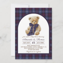 Vintage Plaidbjörn Babyshower