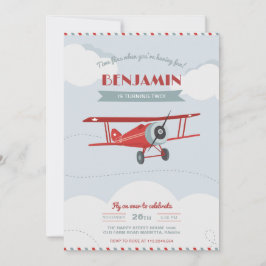 Vintage Planes Invitation for Birthday Party Retro Inbjudningar