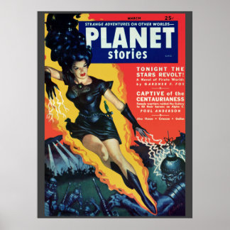 Vintage "Planet Stories"-tecknad för massa Poster