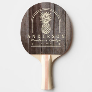Vintage Plankor Ananas Bröllopsbåge & Namn Pingisracket