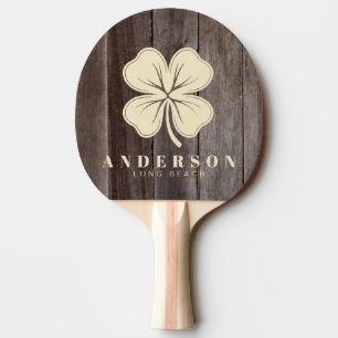 Vintage Planks Fyrklöver med namn Pingisracket