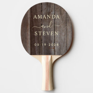 Vintage Planks Parnamn med Bröllop Pingisracket