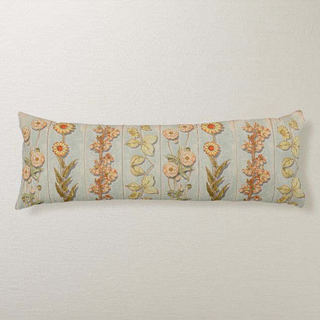 Vintage Plant Illustrations Wood Panels Kroppskudde (Framsidan)