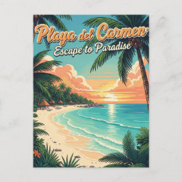 Vintage Playa Del Carmen Mexico Travel Vykort