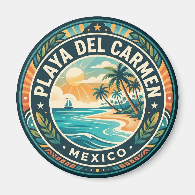 Vintage Playa Del Carmen Mexiko Mexiko Magnet (Framsidan)