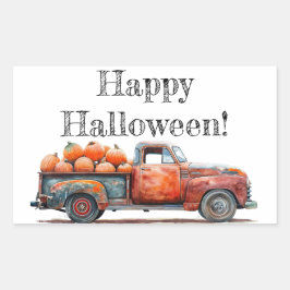 Vintage Plocka up Lastbil Pumpkin Harvest Rektangulärt Klistermärke