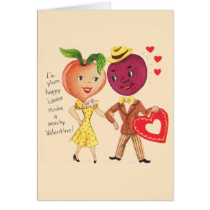 Vintage Plum och persiko Valentine Hälsningskort