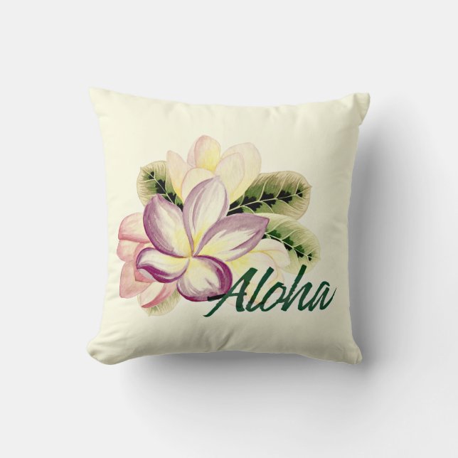 Vintage Plumeria Aloha Kudde (Framsida)
