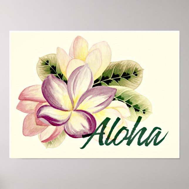 Vintage Plumeria Aloha Poster (Framsidan)