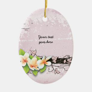 Vintage plumeria och ivy rosa grunge ornament