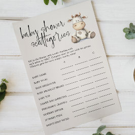 Vintage Plysch Djur Baby Shower Scattegories Spel Flygblad