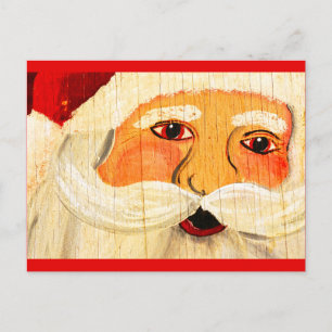 Vintage plywood Santa Helg Vykort