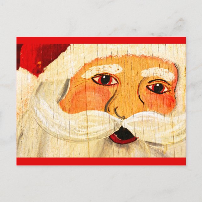 Vintage plywood Santa Helg Vykort (Framsida)