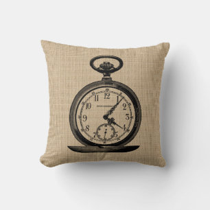 Vintage Pocket Watch Pillow Kudde