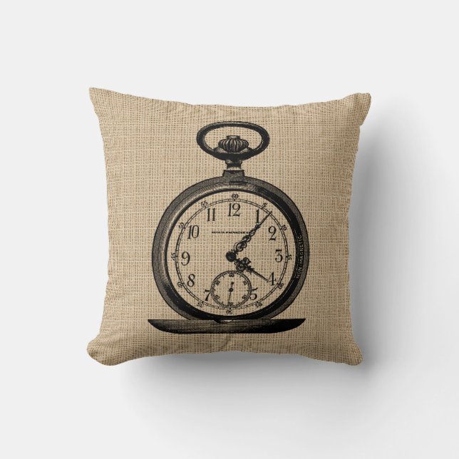 Vintage Pocket Watch Pillow Kudde (Framsida)