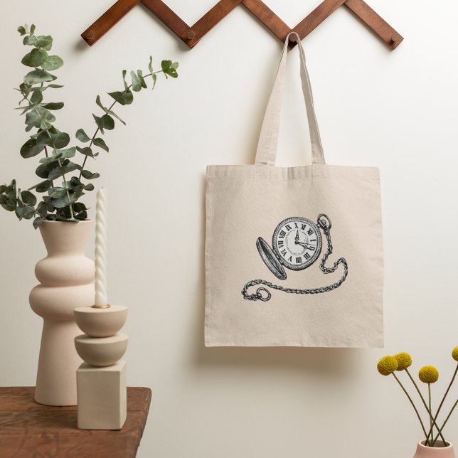 Vintage Pocket Watch Tote Bag Tygkasse (Skapare uppladdad)