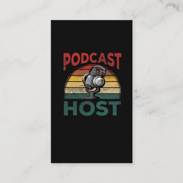 Vintage Podcast Host Podcasting Streaming Hosting Visitkort (Framsida)