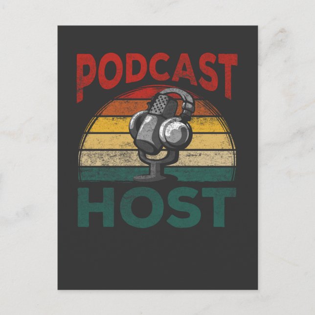 Vintage Podcastvärd Podcasting Streaming Värd Vykort (Framsida)