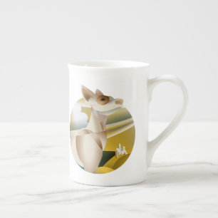 Vintage Podenco Art Deco Hund Benporslin Mugg