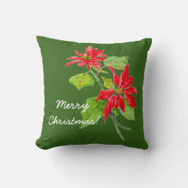Vintage Poinsettia God jul Kudde