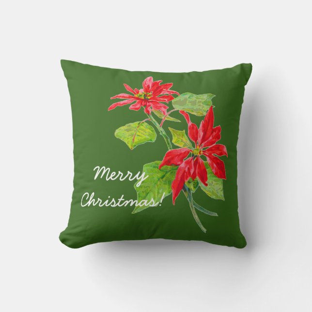 Vintage Poinsettia God jul Kudde (Framsida)