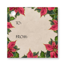 Vintage Poinsettia Holly Berry Helgdag Gift