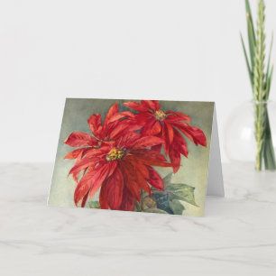 Vintage Poinsettia jul Helgkort