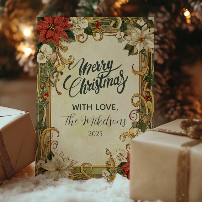 Vintage Poinsettia jul Julkort (Skapare uppladdad)