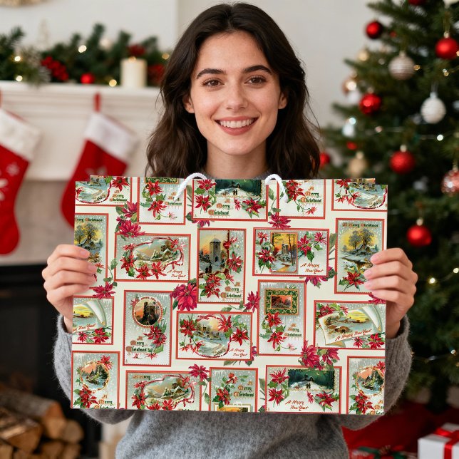 Vintage Poinsettia-julkort (Skapare uppladdad)