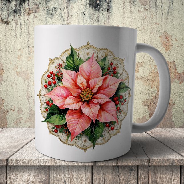 Vintage Poinsettia Knyppling Kaffemugg (Skapare uppladdad)