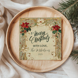 Vintage Poinsettia och Holly-julen Pappersservett
