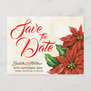 Vintage Poinsettia Spara vykortet för datum Vykort
