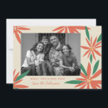 Vintage Poinsettias Ivory Julfoto Julkort<br><div class="desc">Anpassa till hälsning eller julhelgens meddelande. Original ram av Becky Nimoy. Lägg till ett foto på baksidan eller ett meddelande. Mönster kan tas bort om så önskas</div>