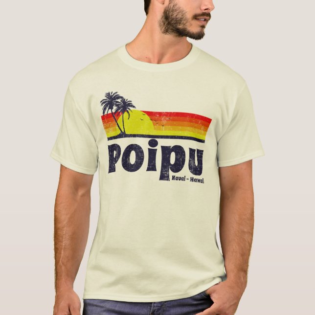 Vintage Poipu Kauai Hawaii T Shirt (Framsida)