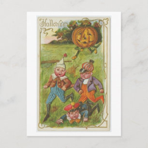 Vintage pojkar springer från Jack-o-Lantern Hallow Vykort