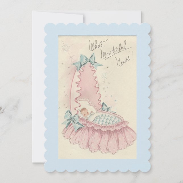 Vintage Pojke Birth Notice Inbjudningar (Framsida)