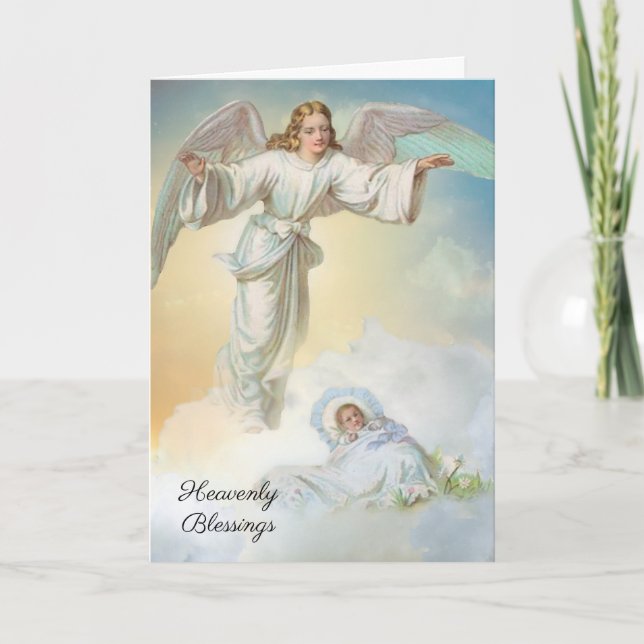 Vintage Pojke Religiösa Scripture Angel Card Kort (Framsida)