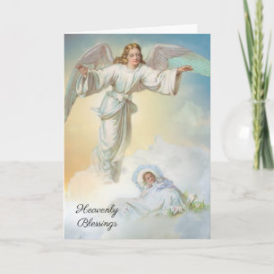 Vintage Pojke Religiösa Scripture Angel Card Kort