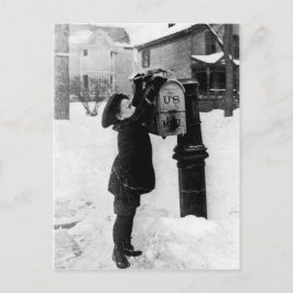 Vintage pojke vid postlådefoto vykort
