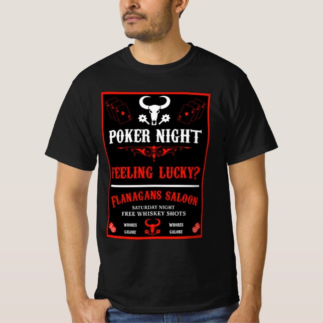 Vintage Poker Night Poster T Shirt (Framsida)