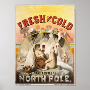 Vintage Polar Bears,Lager Beer Annonsering Skriv u Poster