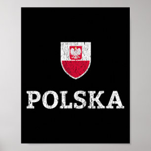 Vintage Polen Fotbollströja Polish Polska Fotboll Poster