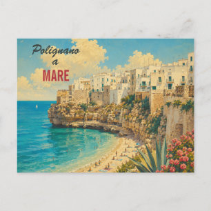 Vintage Polignano a Mare - Puglia Italien Kust Vykort
