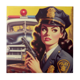 Vintage polis Illustration Kakelplatta