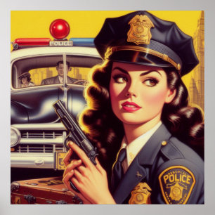 Vintage polis Illustration Poster